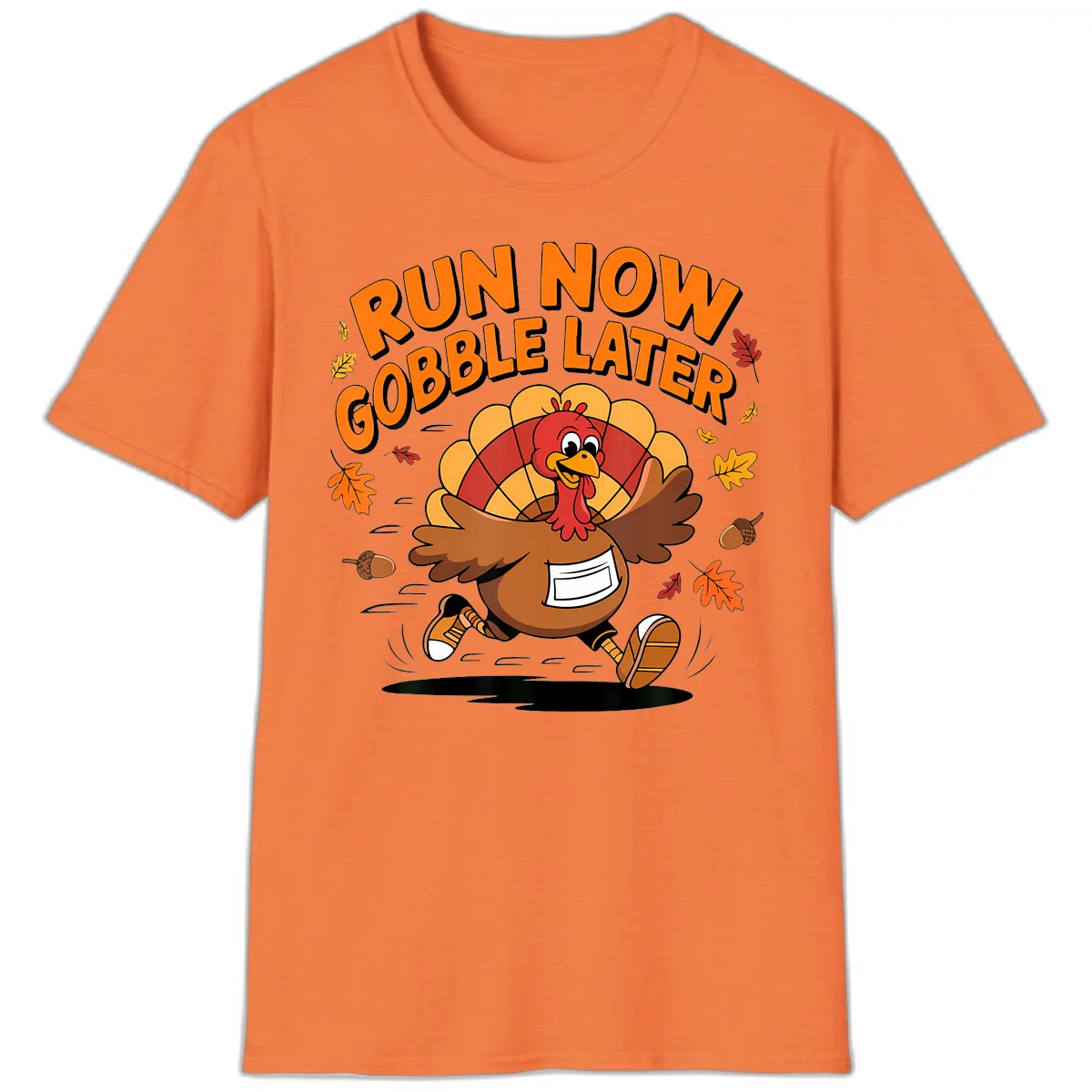 Run Now Gobble Later Turkey Trot T-Shirt in Heather Orange