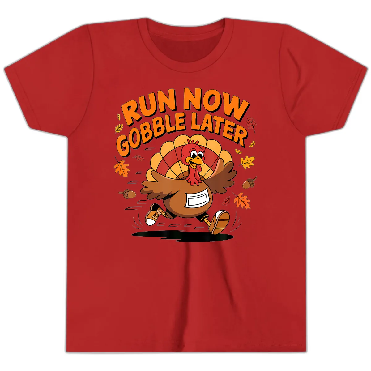 Run Now Gobble Later Turkey Trot Youth T-Shirt in Red