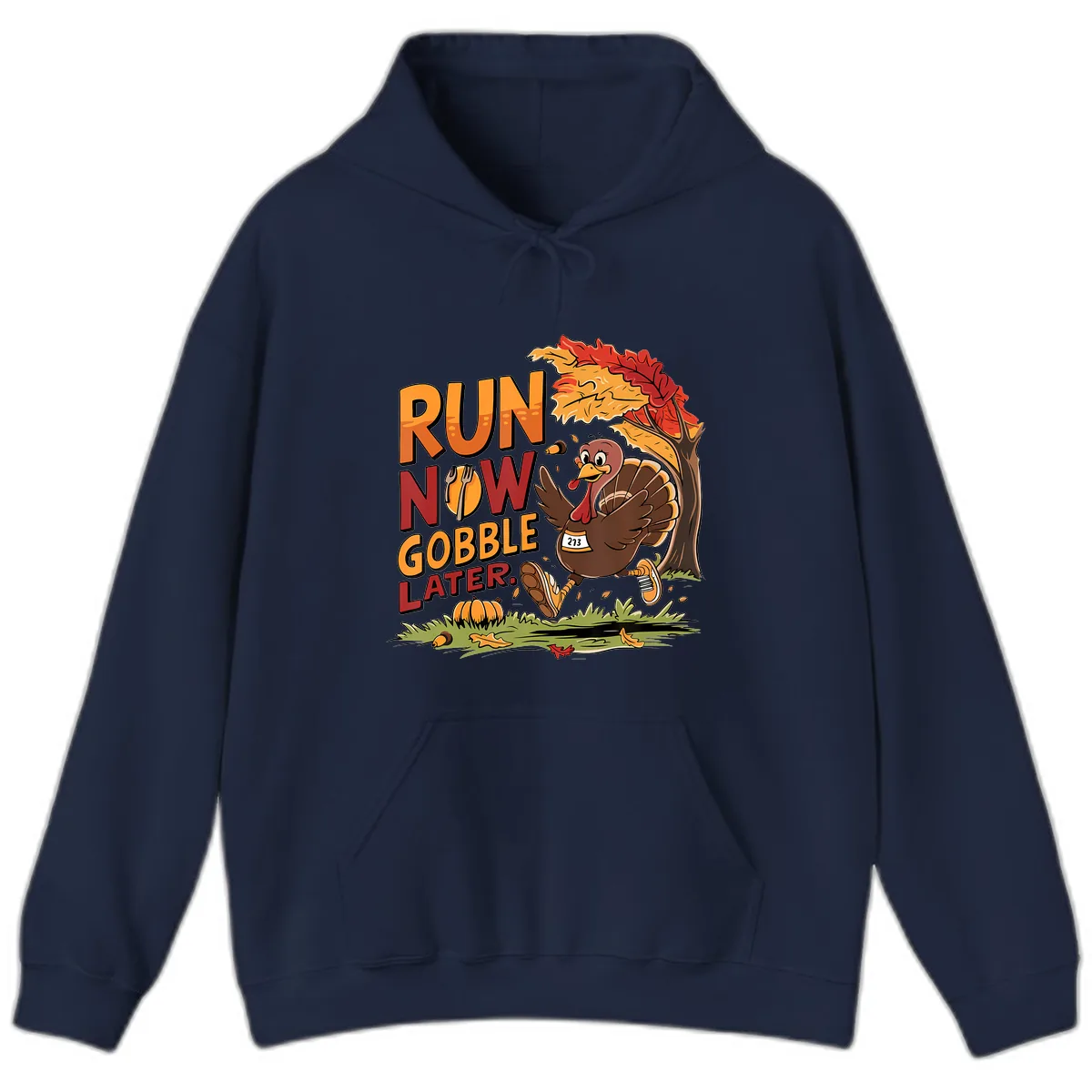 Run Now Gobble Later Turkey Trot Hoodie in Navy