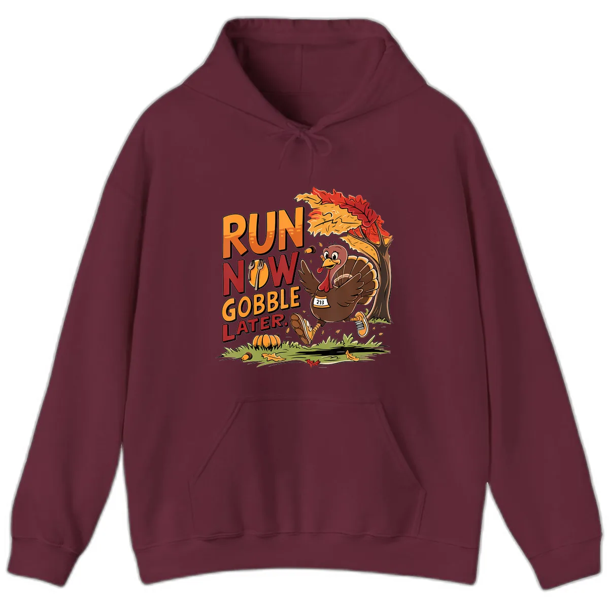 Run Now Gobble Later Turkey Trot Hoodie in Maroon