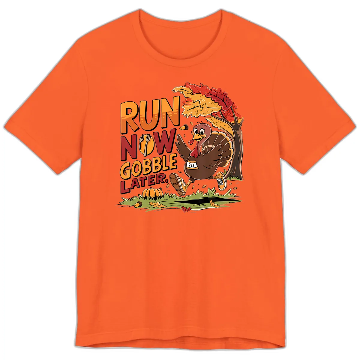 Run Now Gobble Later Turkey Trot Premium T-Shirt in Orange