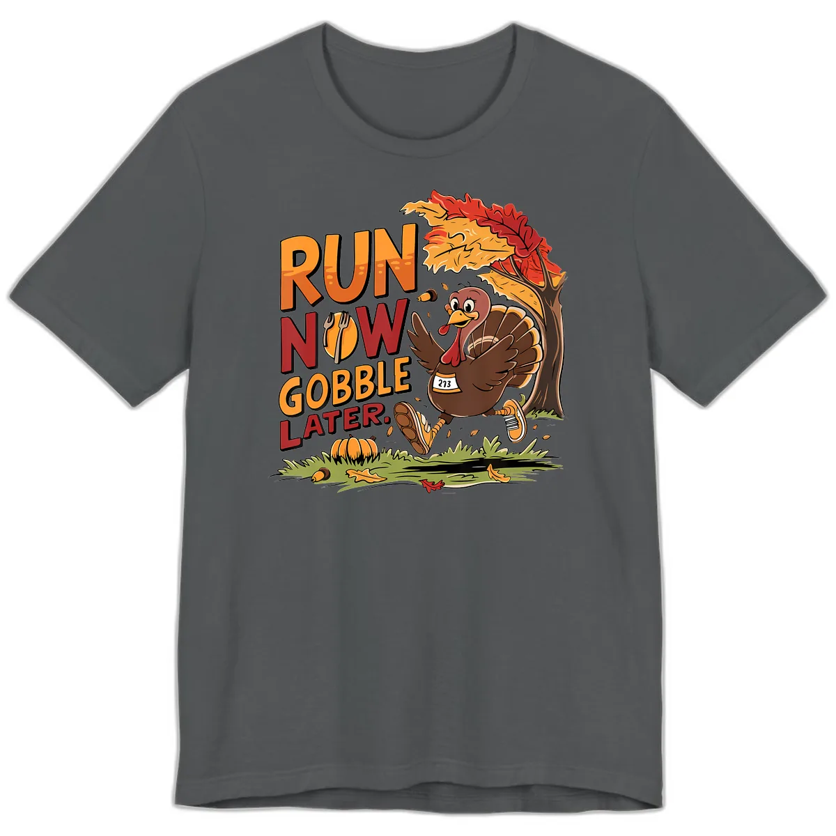Run Now Gobble Later Turkey Trot Premium T-Shirt in Asphalt