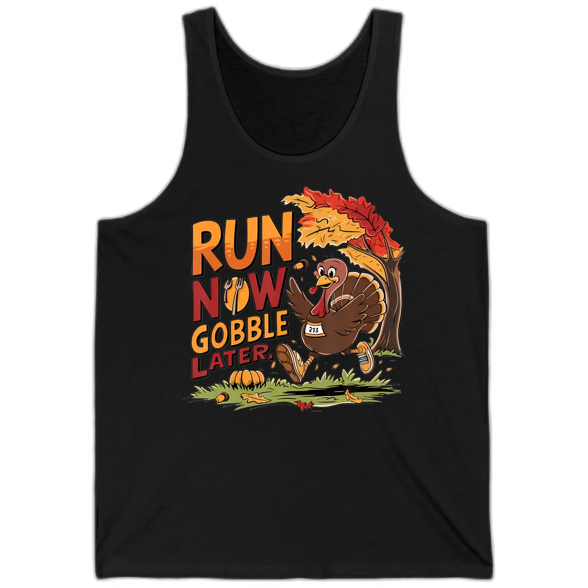 Run Now Gobble Later Turkey Trot Tank in Black