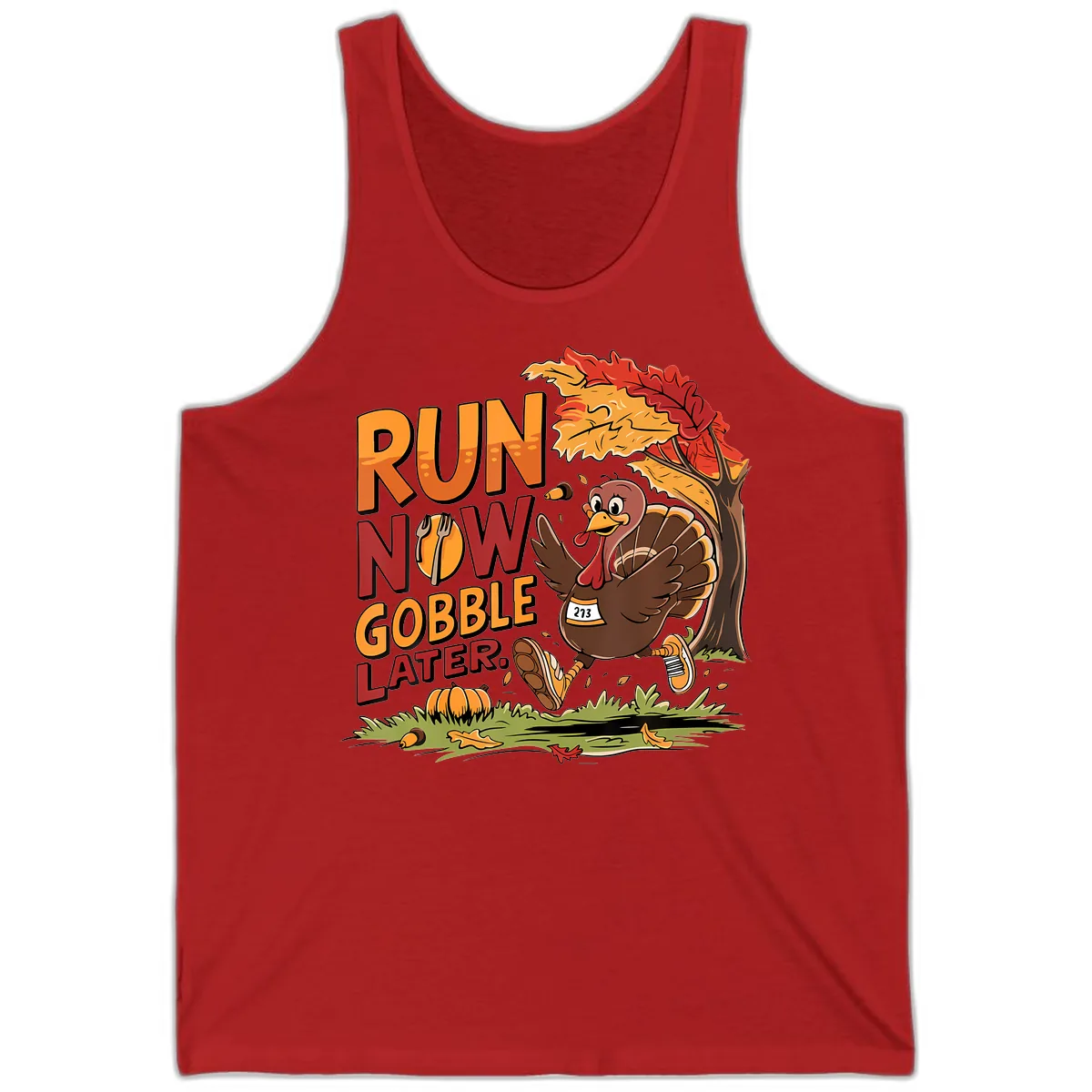 Run Now Gobble Later Turkey Trot Tank in Red