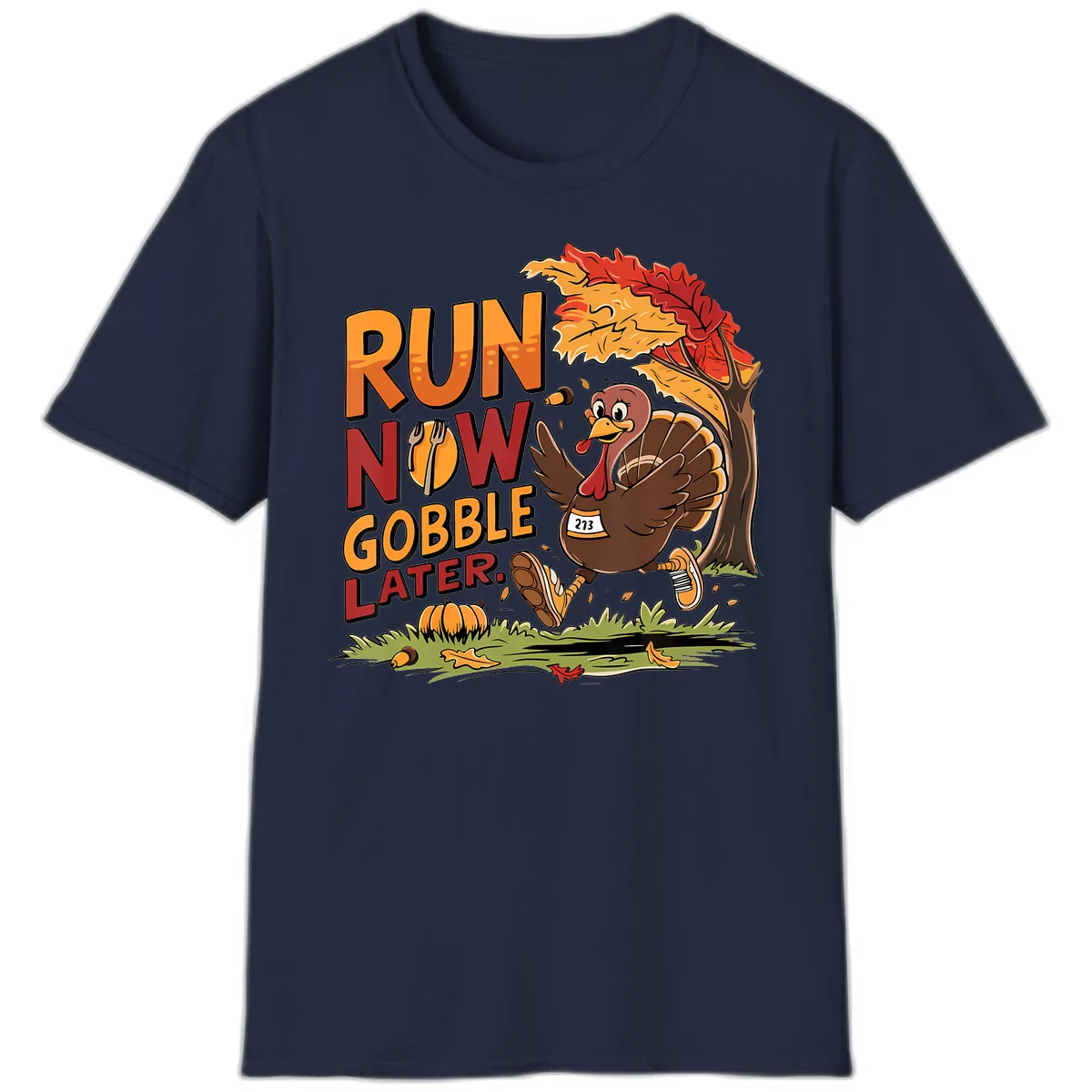 Run Now Gobble Later Turkey Trot T-Shirt in Navy