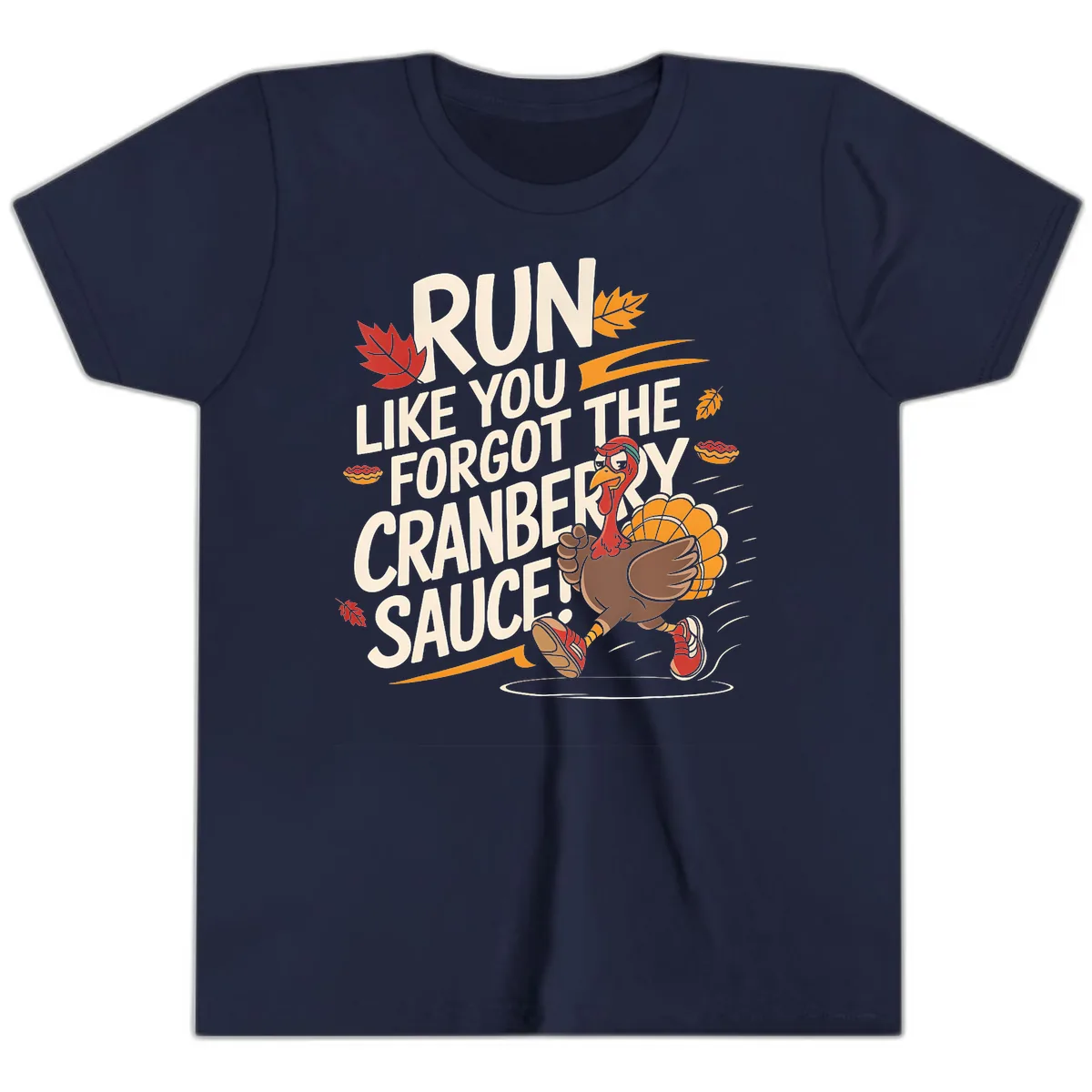 Run Like You Forgot The Cranberry Sauce Youth T-Shirt in Navy