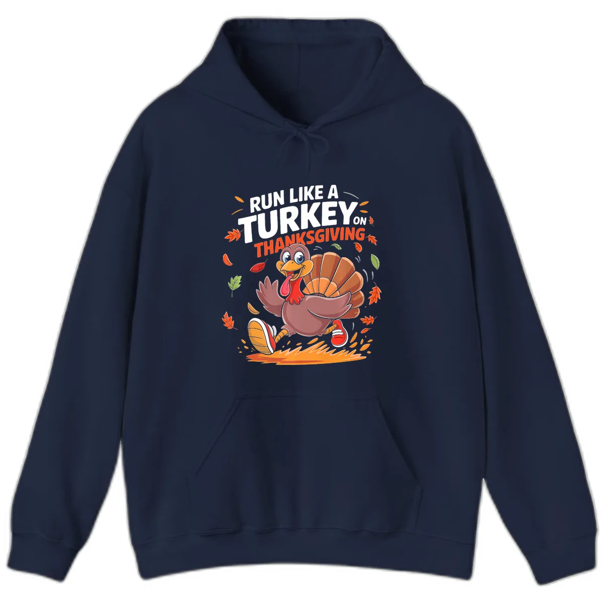 Run Like A Turkey On Thanksgiving Hoodie in Navy