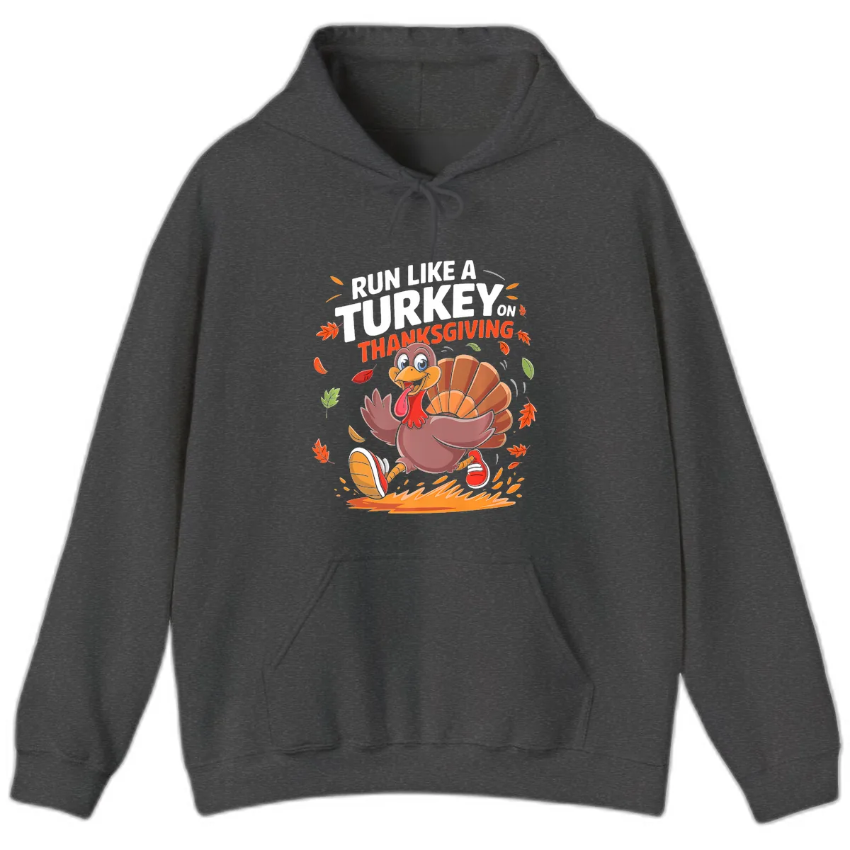 Run Like A Turkey On Thanksgiving Hoodie in Dark Heather