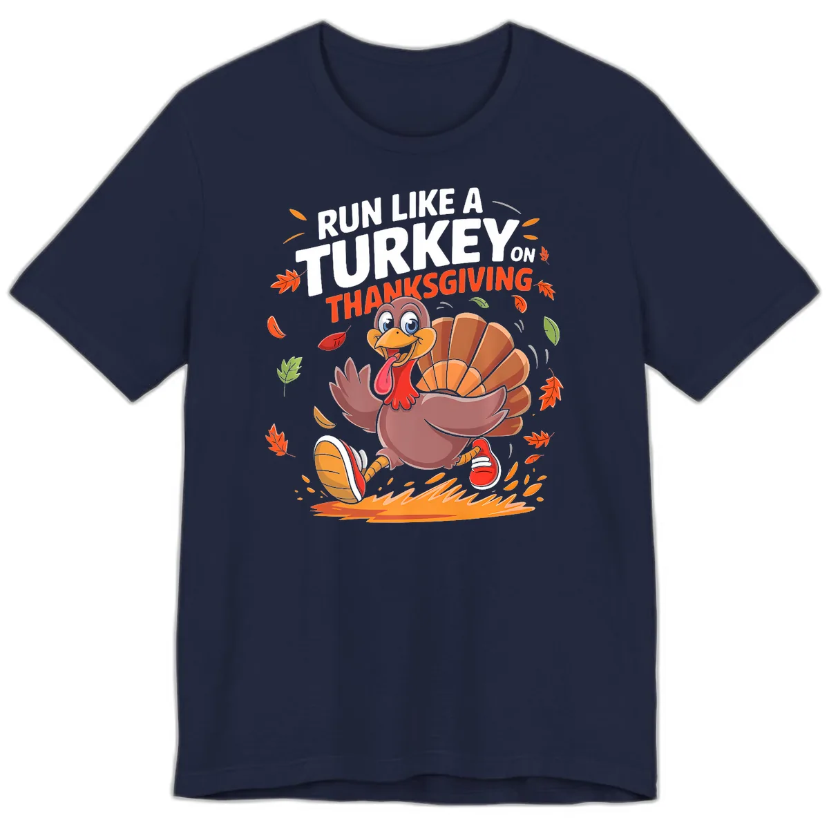 Run Like A Turkey On Thanksgiving Premium T-Shirt in Navy