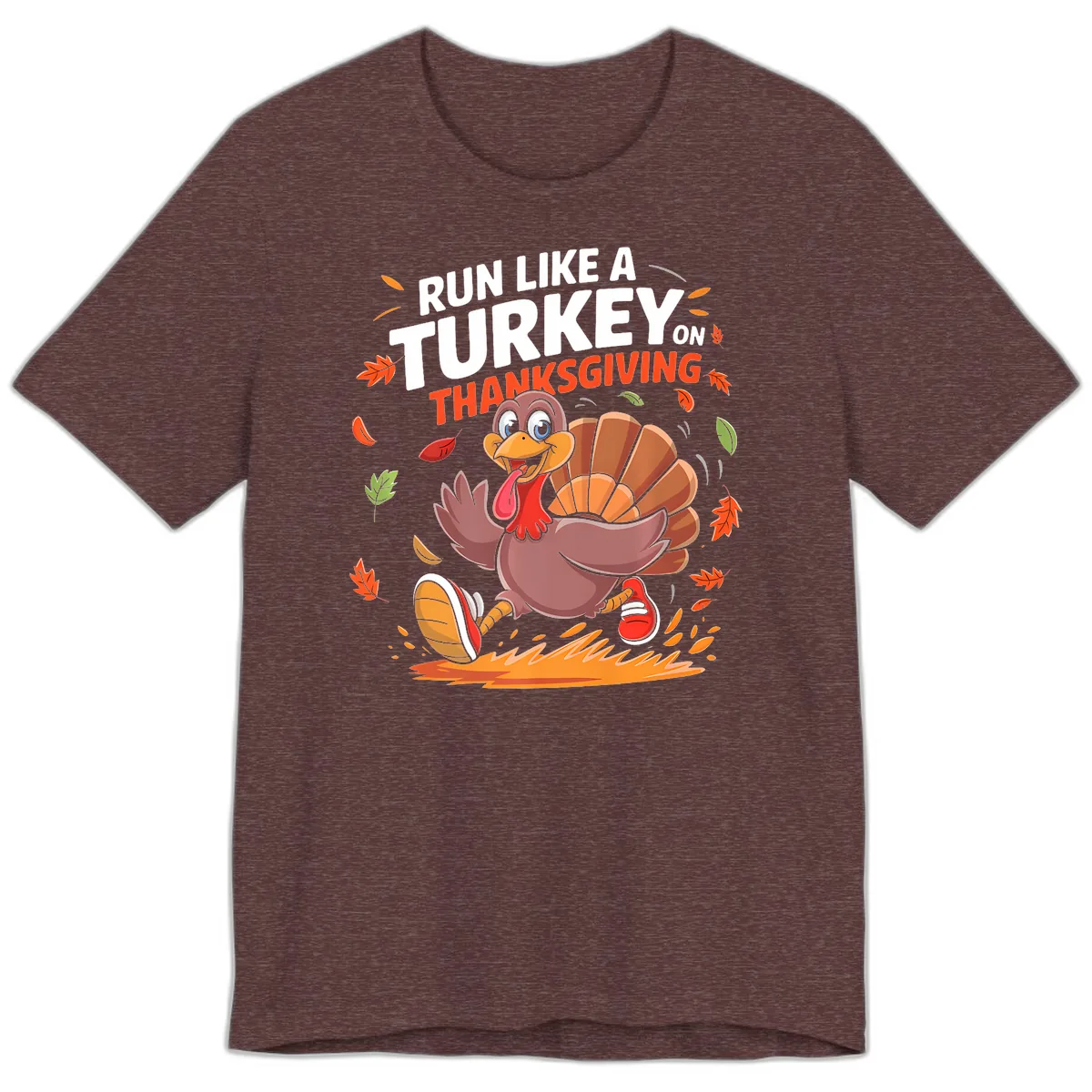 Run Like A Turkey On Thanksgiving Premium T-Shirt in Heather Maroon
