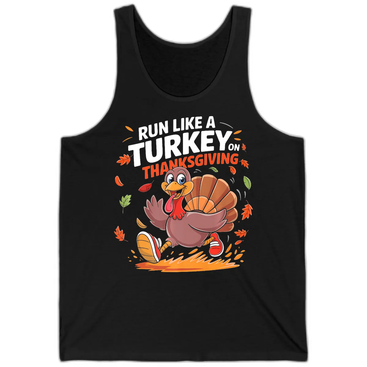 Run Like A Turkey On Thanksgiving Tank in Black