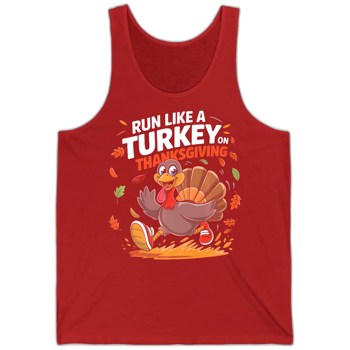 Run Like A Turkey On Thanksgiving Tank in Red