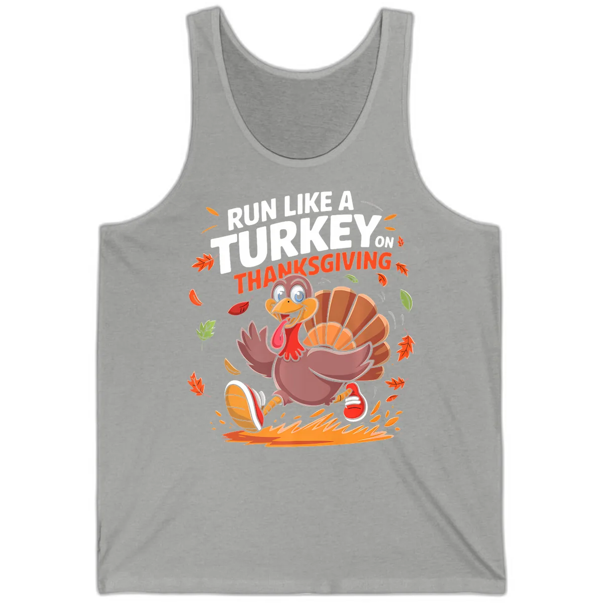 Run Like A Turkey On Thanksgiving Tank in Athletic Heather