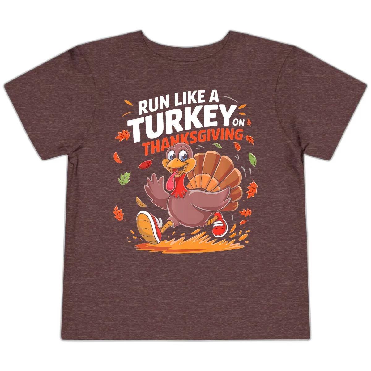 Run Like A Turkey On Thanksgiving Toddler T-Shirt in Heather Maroon