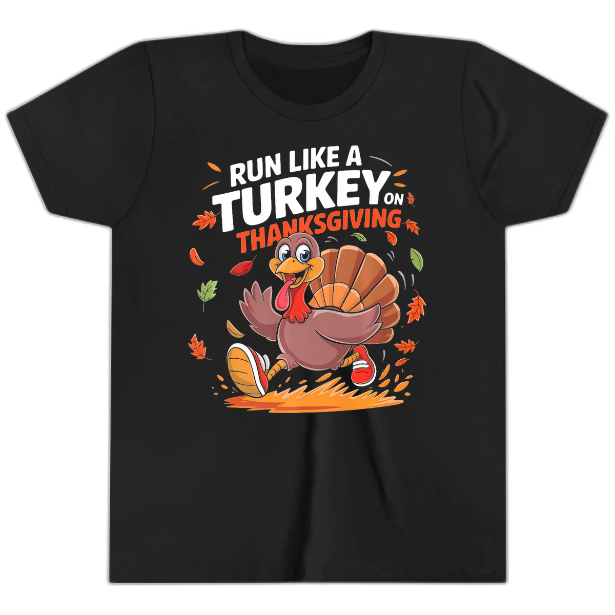 Run Like A Turkey On Thanksgiving Youth T-Shirt in Black