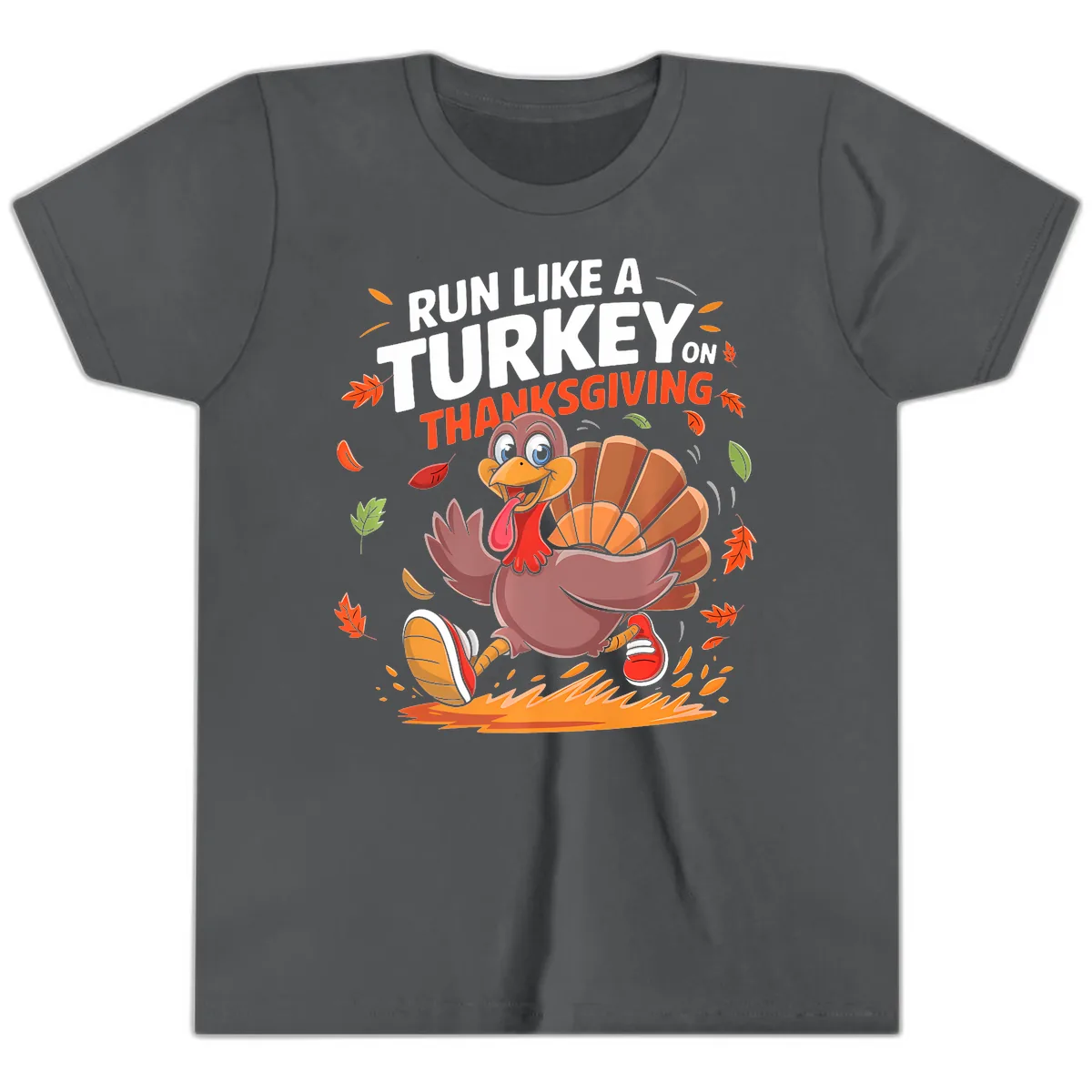 Run Like A Turkey On Thanksgiving Youth T-Shirt in Asphalt