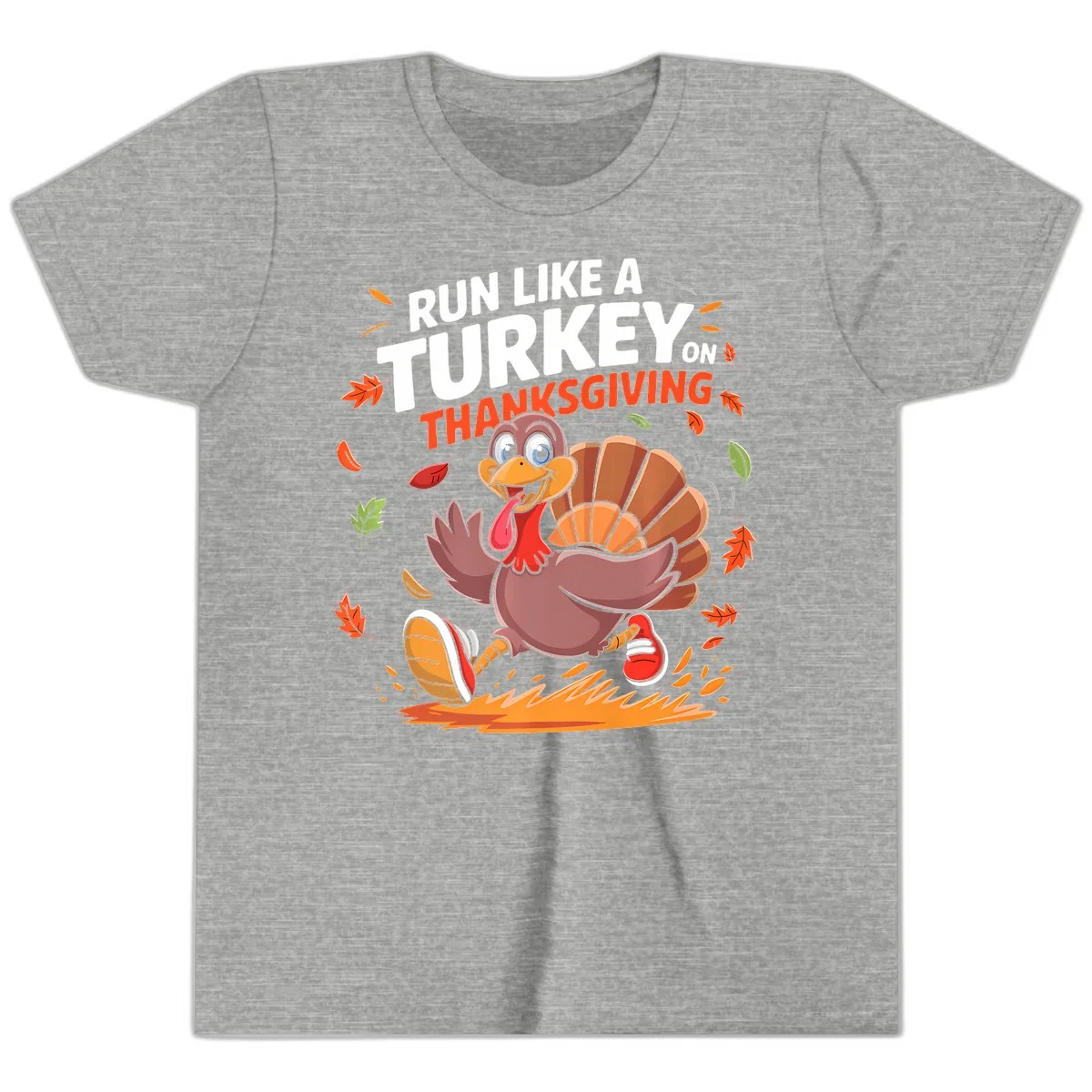 Run Like A Turkey On Thanksgiving Youth T-Shirt in Athletic Heather