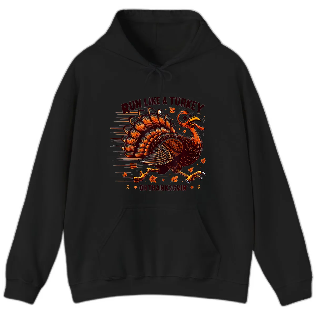 Run Like A Turkey On Thanksgiving Hoodie in Black