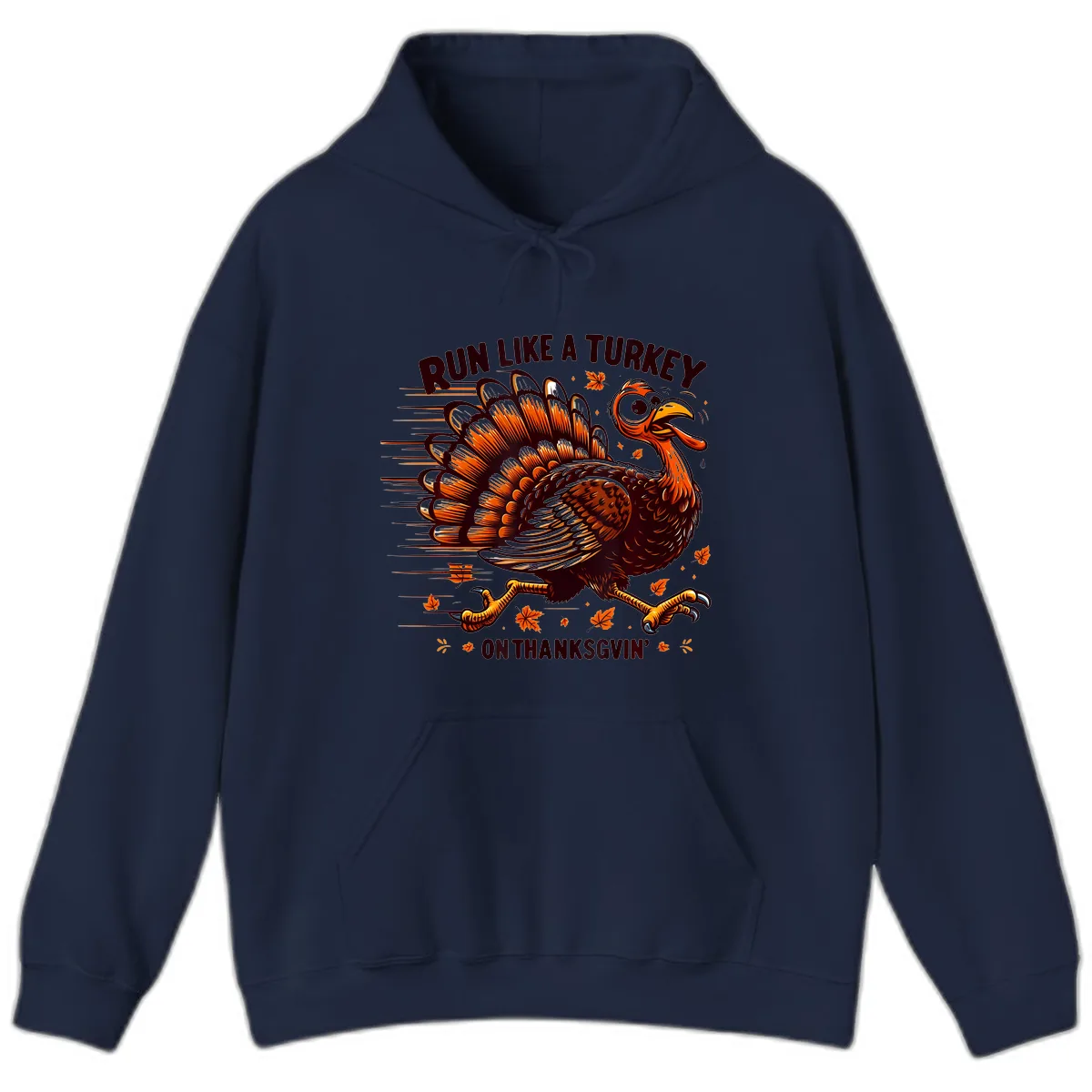 Run Like A Turkey On Thanksgiving Hoodie in Navy