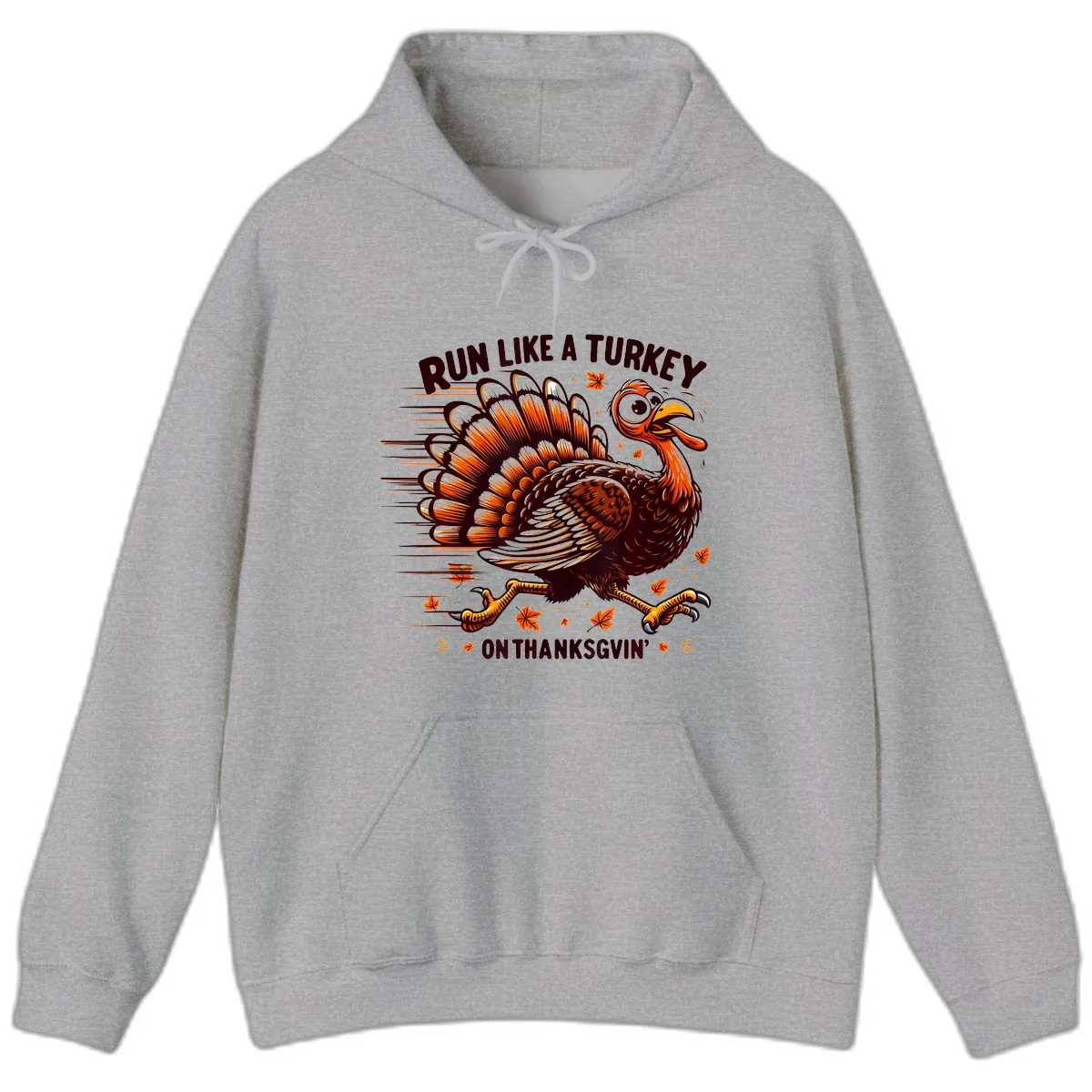 Run Like A Turkey On Thanksgiving Hoodie in Sport Grey