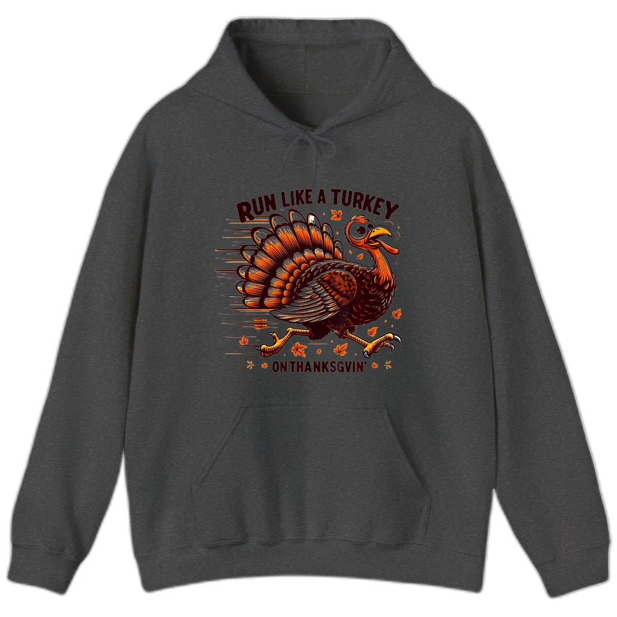 Run Like A Turkey On Thanksgiving Hoodie in Dark Heather