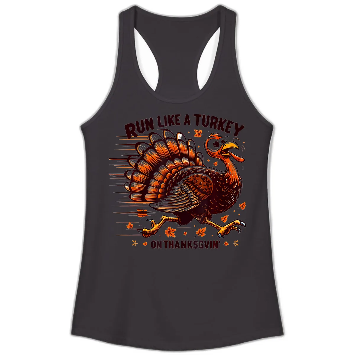 Run Like A Turkey On Thanksgiving Ladies Tank in Black