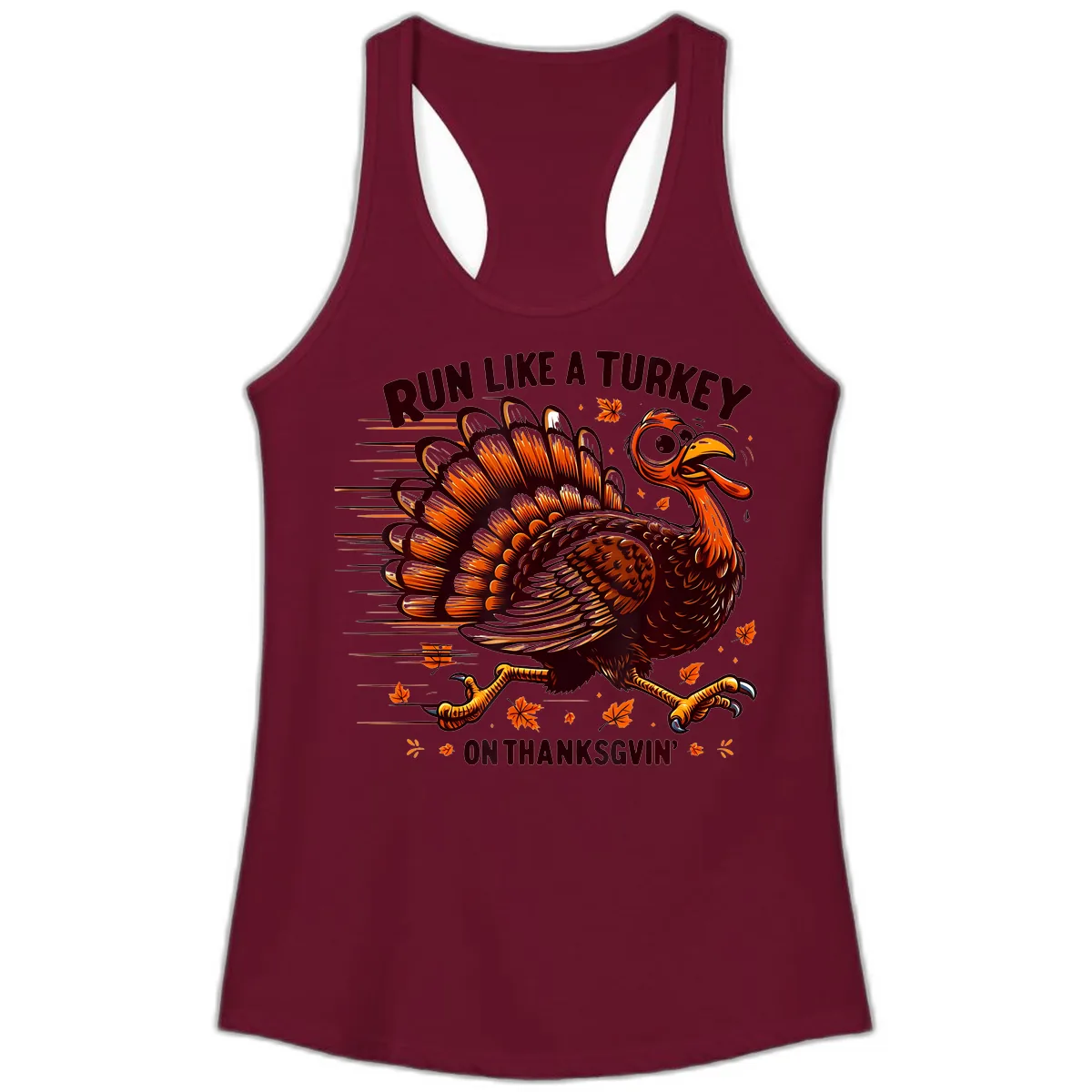 Run Like A Turkey On Thanksgiving Ladies Tank in Solid Cardinal Red