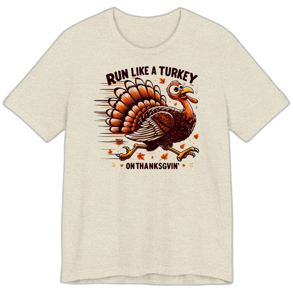 Run Like A Turkey On Thanksgiving Premium T-Shirt in Heather Prism Natural
