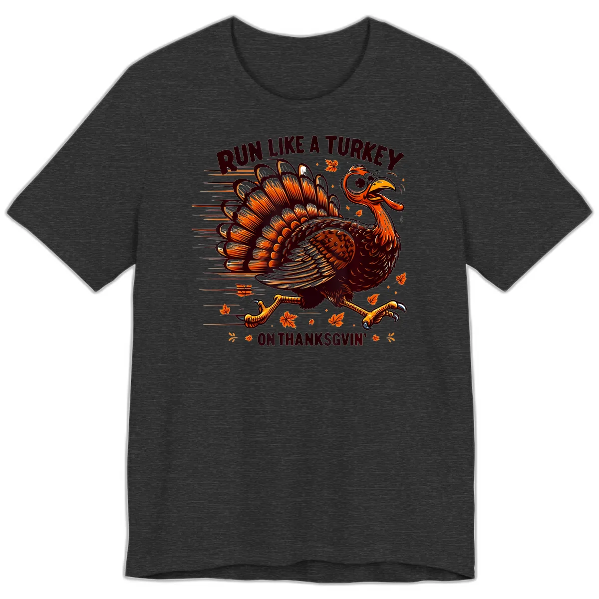 Run Like A Turkey On Thanksgiving Premium T-Shirt in Dark Grey Heather