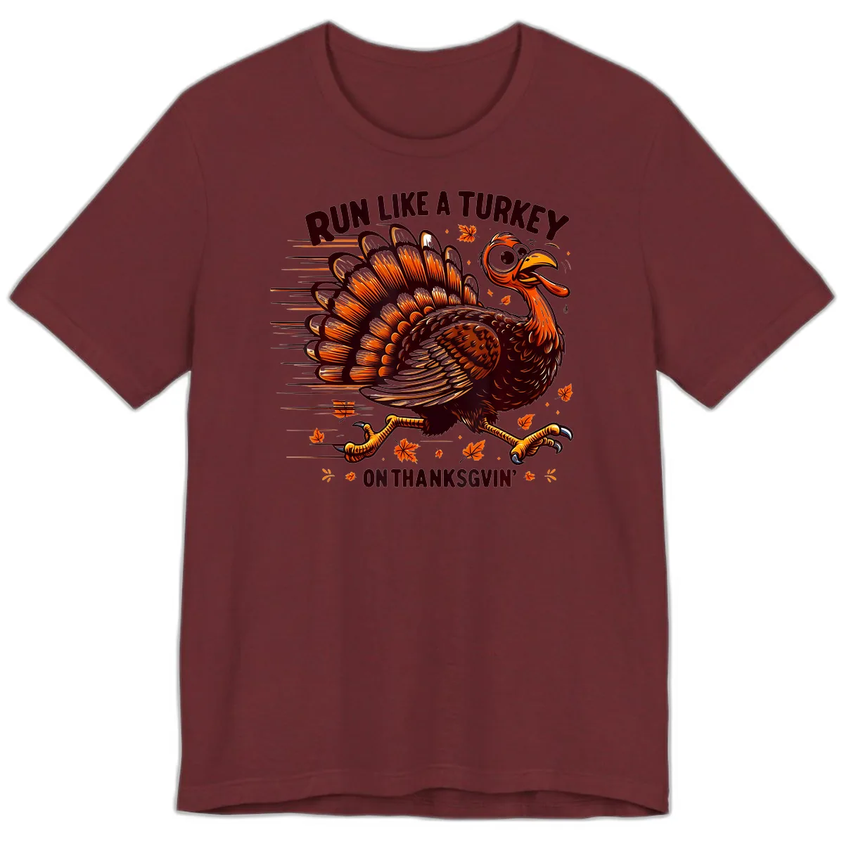 Run Like A Turkey On Thanksgiving Premium T-Shirt in Heather Cardinal