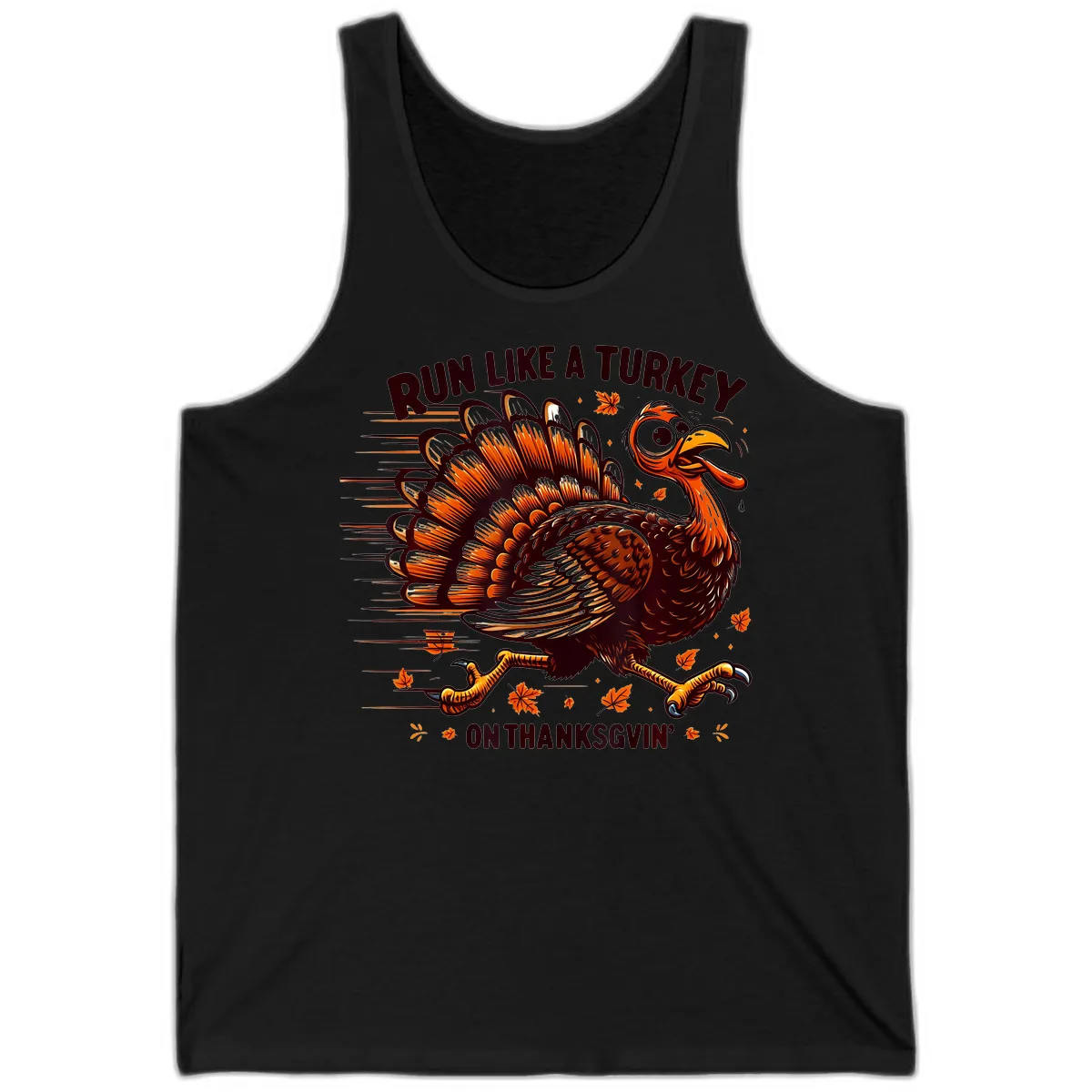 Run Like A Turkey On Thanksgiving Tank in Black