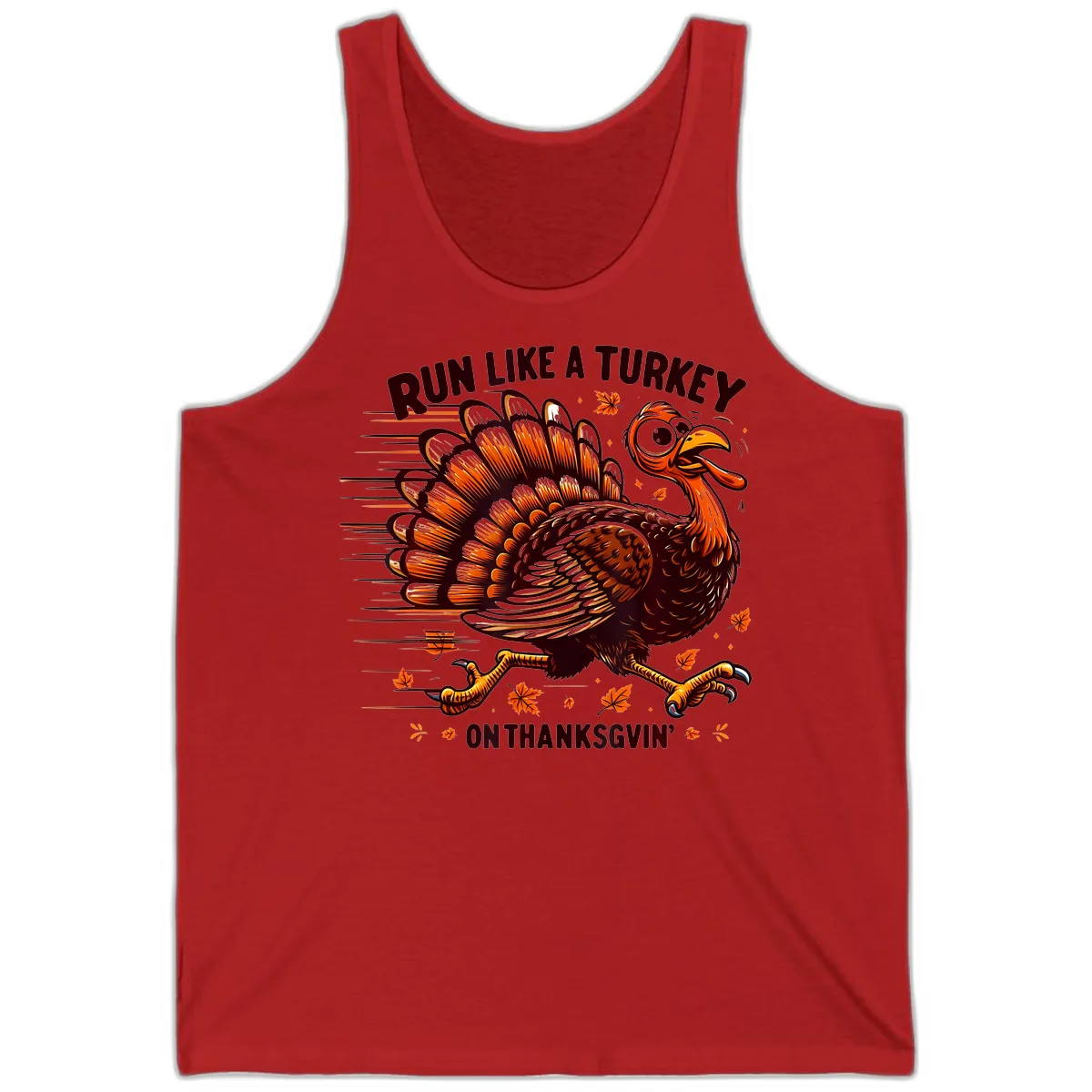 Run Like A Turkey On Thanksgiving Tank in Red