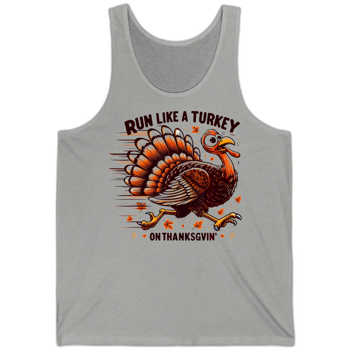 Run Like A Turkey On Thanksgiving Tank in Athletic Heather