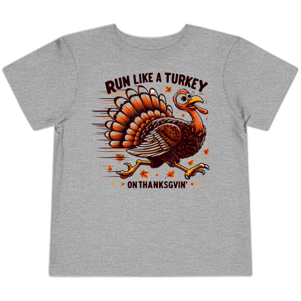 Run Like A Turkey On Thanksgiving Toddler T-Shirt in Athletic Heather