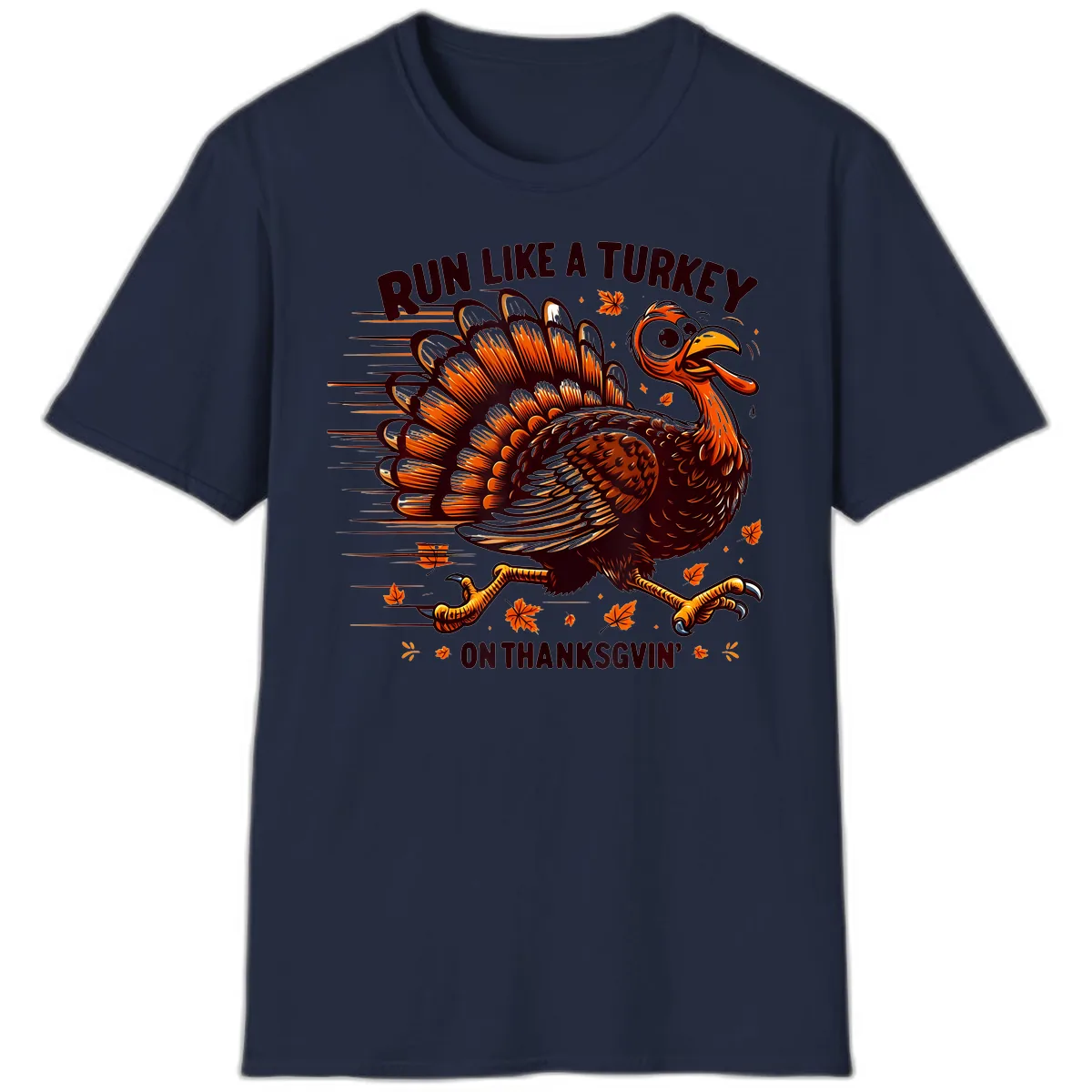 Run Like A Turkey On Thanksgiving T-Shirt in Navy