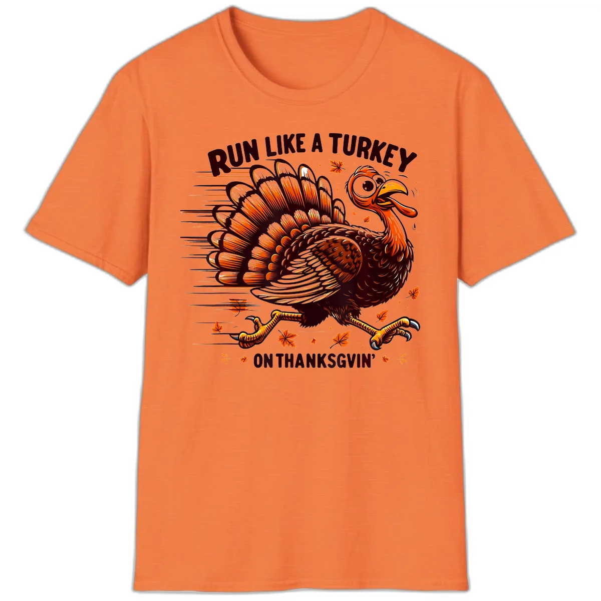Run Like A Turkey On Thanksgiving T-Shirt in Heather Orange