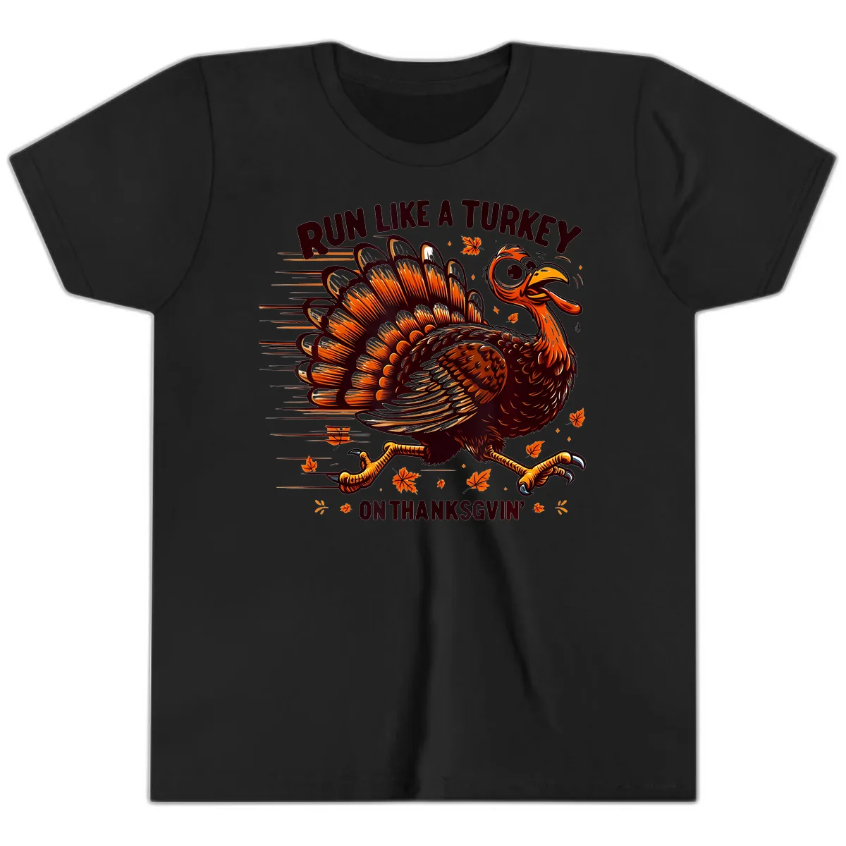 Run Like A Turkey On Thanksgiving Youth T-Shirt in Black