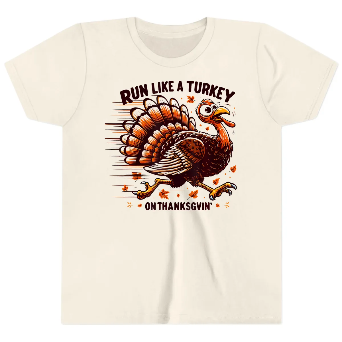 Run Like A Turkey On Thanksgiving Youth T-Shirt in Natural