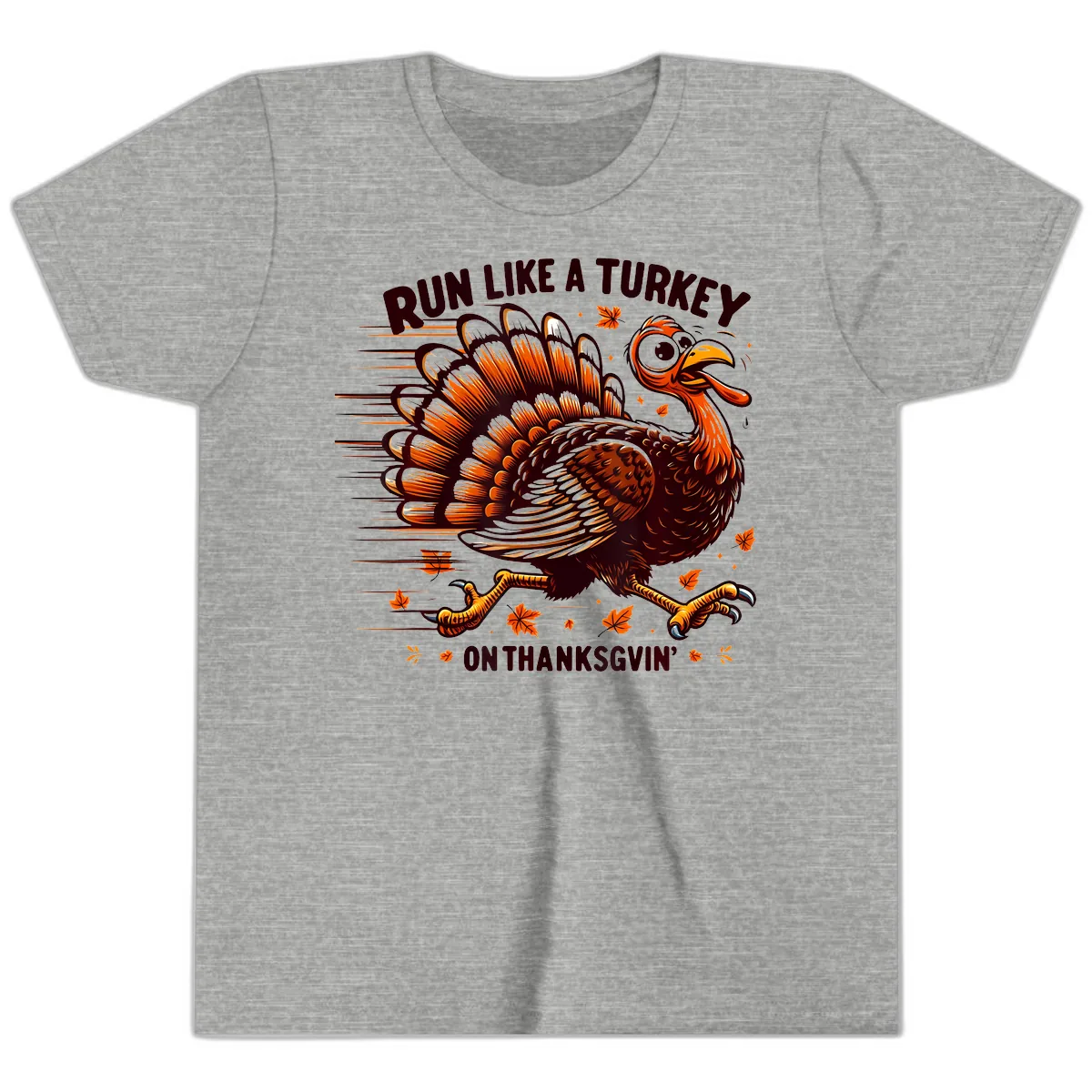 Run Like A Turkey On Thanksgiving Youth T-Shirt in Athletic Heather