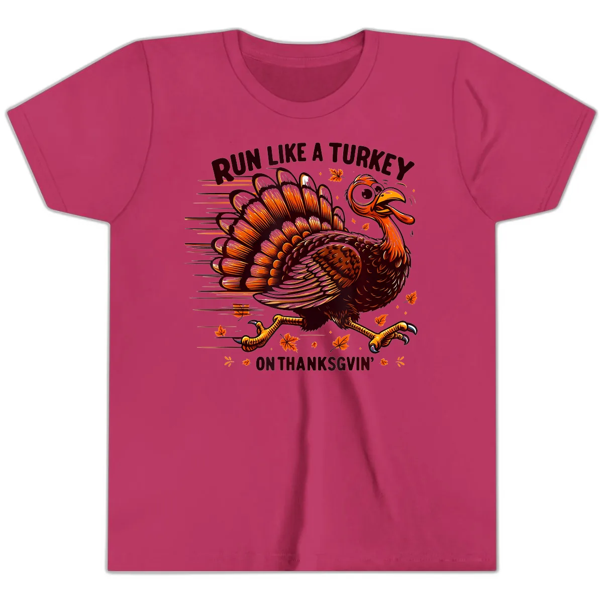 Run Like A Turkey On Thanksgiving Youth T-Shirt in Berry