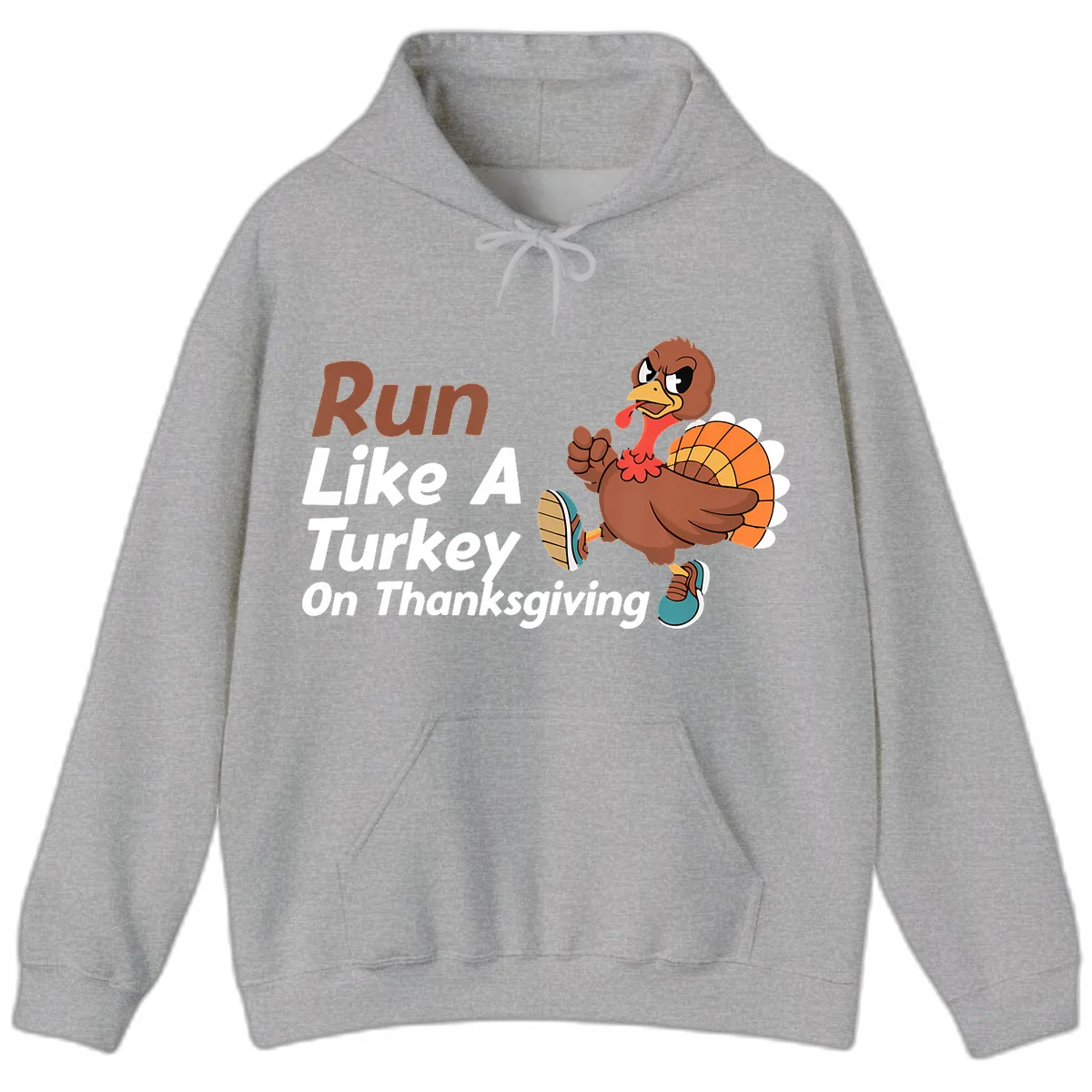 Run Like A Turkey On Thanksgiving Hoodie in Sport Grey