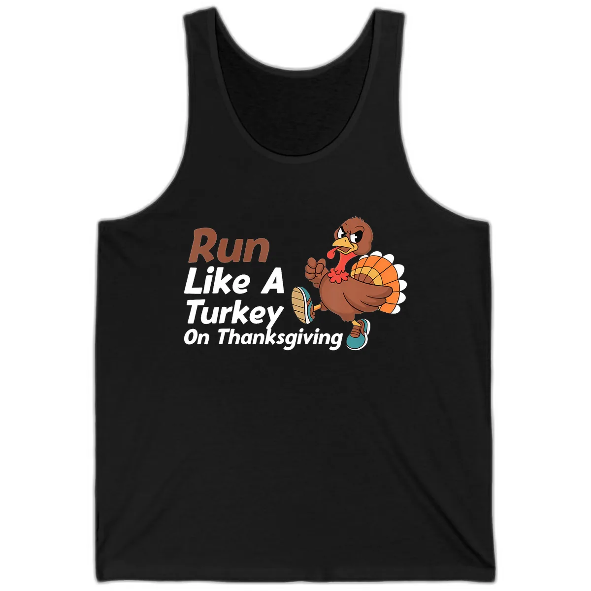 Run Like A Turkey On Thanksgiving Tank in Black