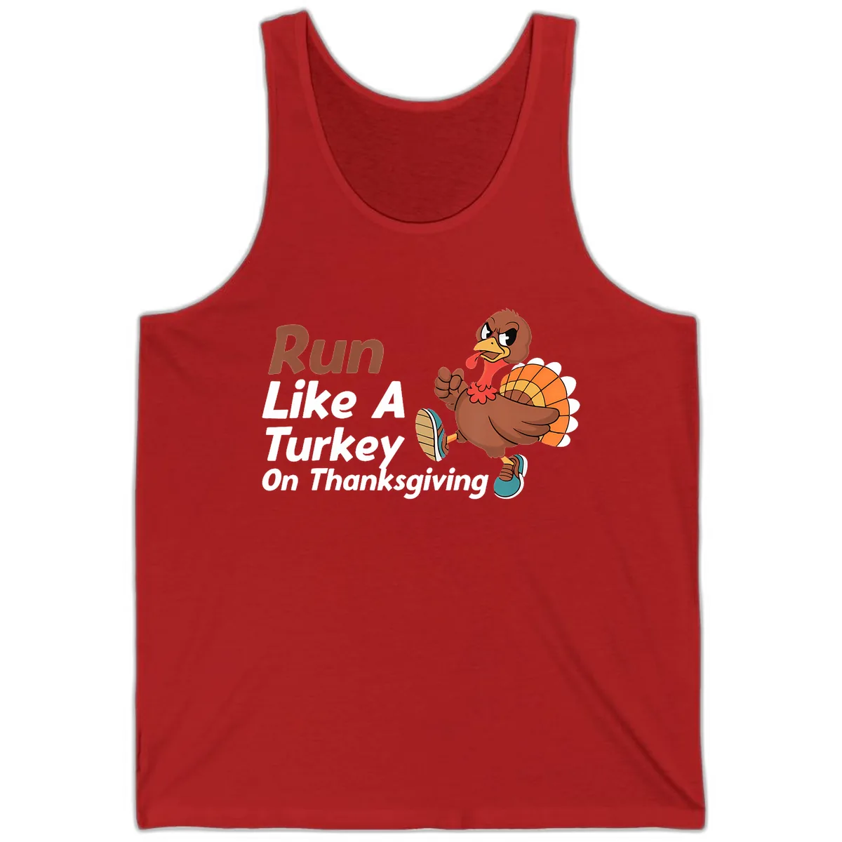 Run Like A Turkey On Thanksgiving Tank in Red