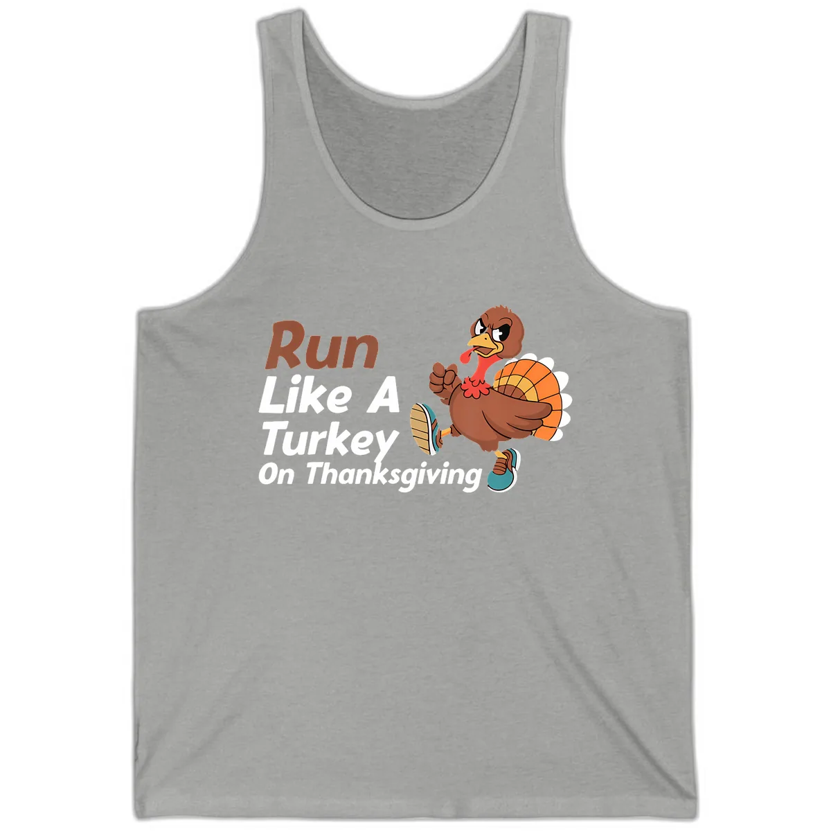 Run Like A Turkey On Thanksgiving Tank in Athletic Heather