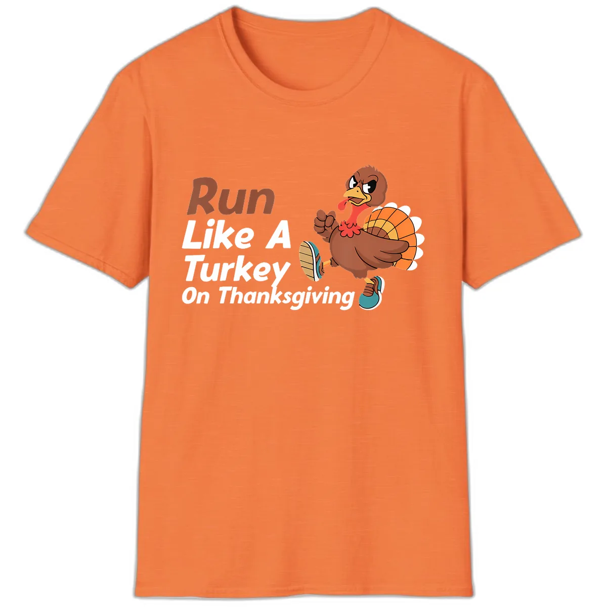 Run Like A Turkey On Thanksgiving T-Shirt in Heather Orange