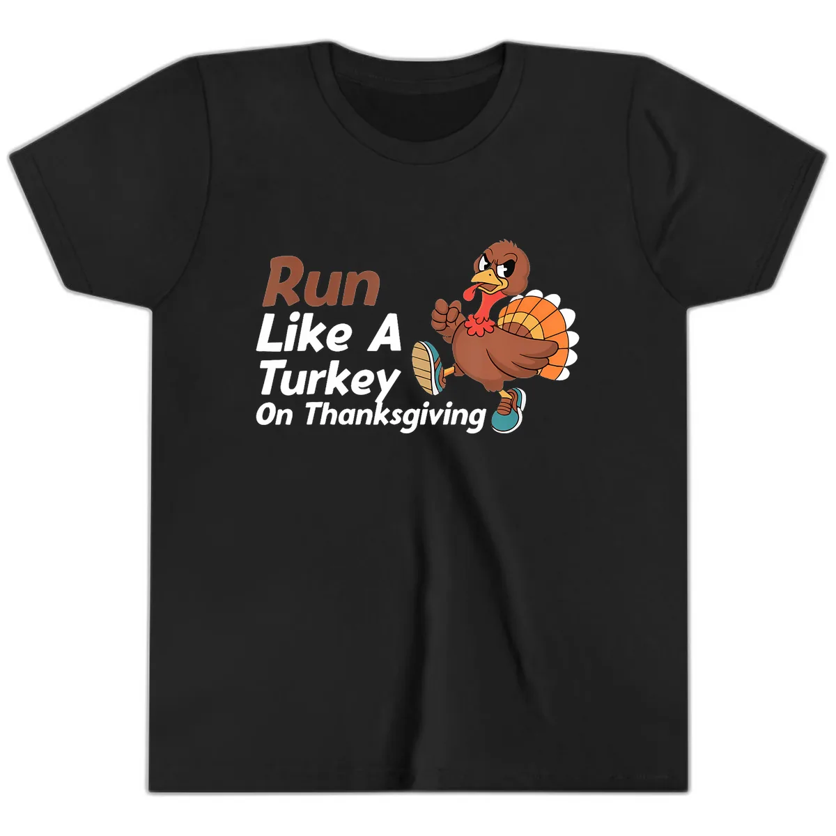Run Like A Turkey On Thanksgiving Youth T-Shirt in Black