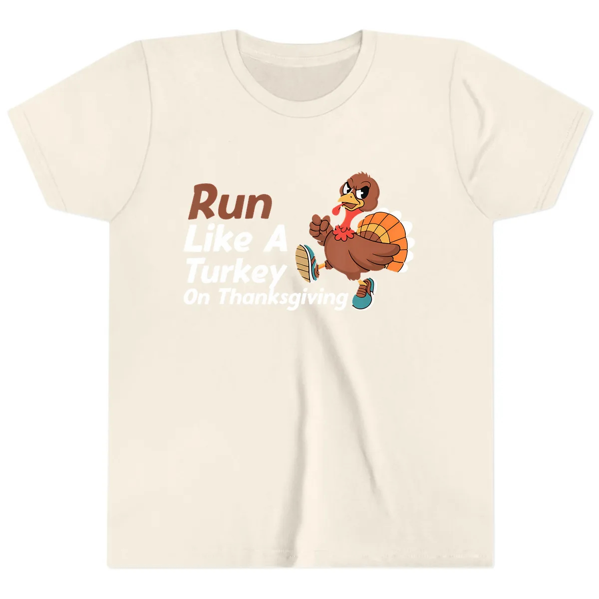 Run Like A Turkey On Thanksgiving Youth T-Shirt in Natural