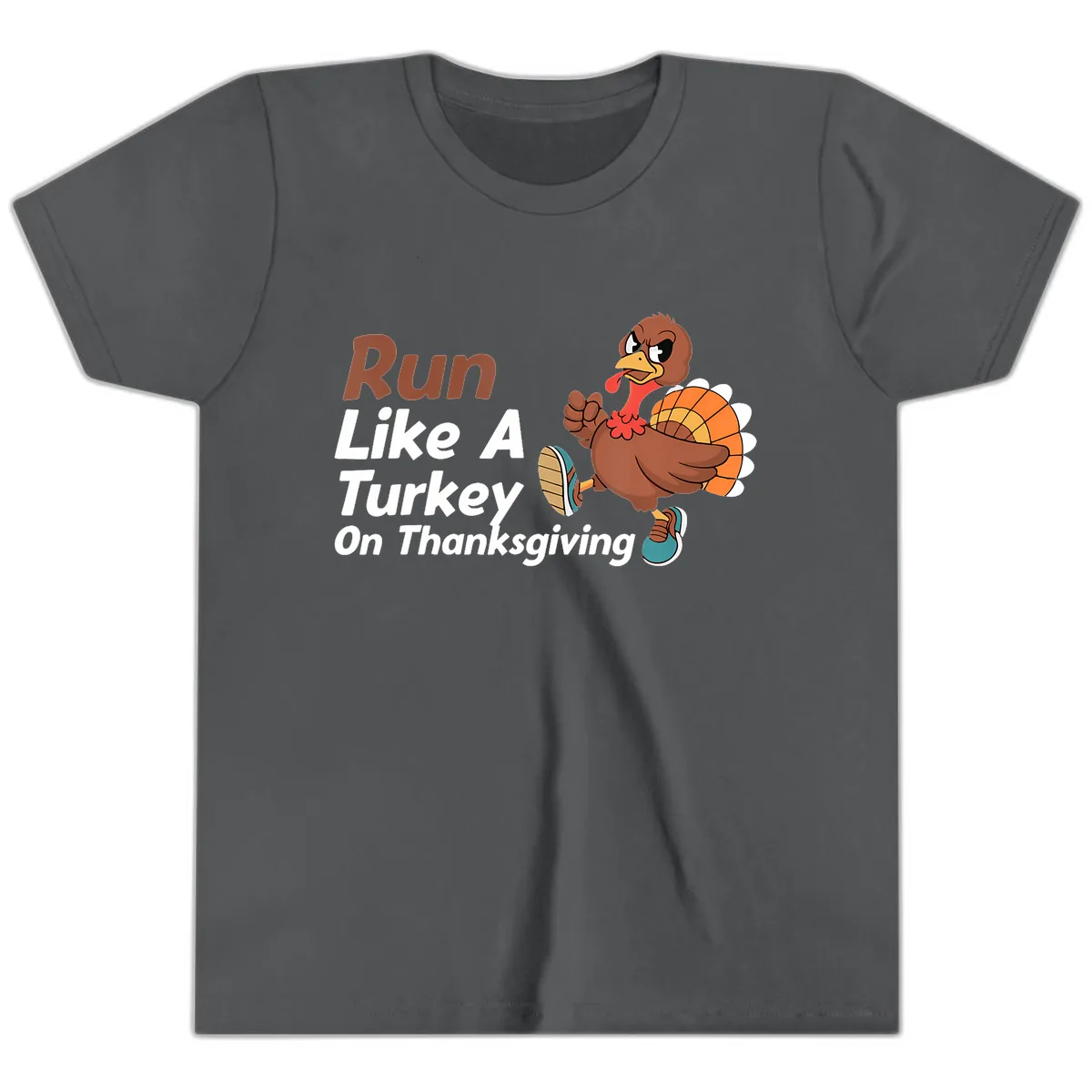Run Like A Turkey On Thanksgiving Youth T-Shirt in Asphalt