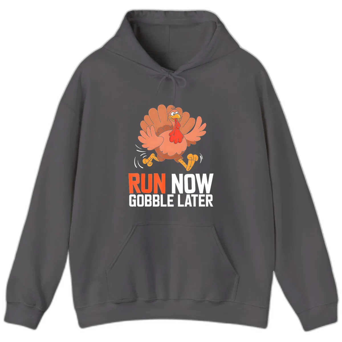 Run Now Gobble Later Turkey Trot Hoodie in Charcoal