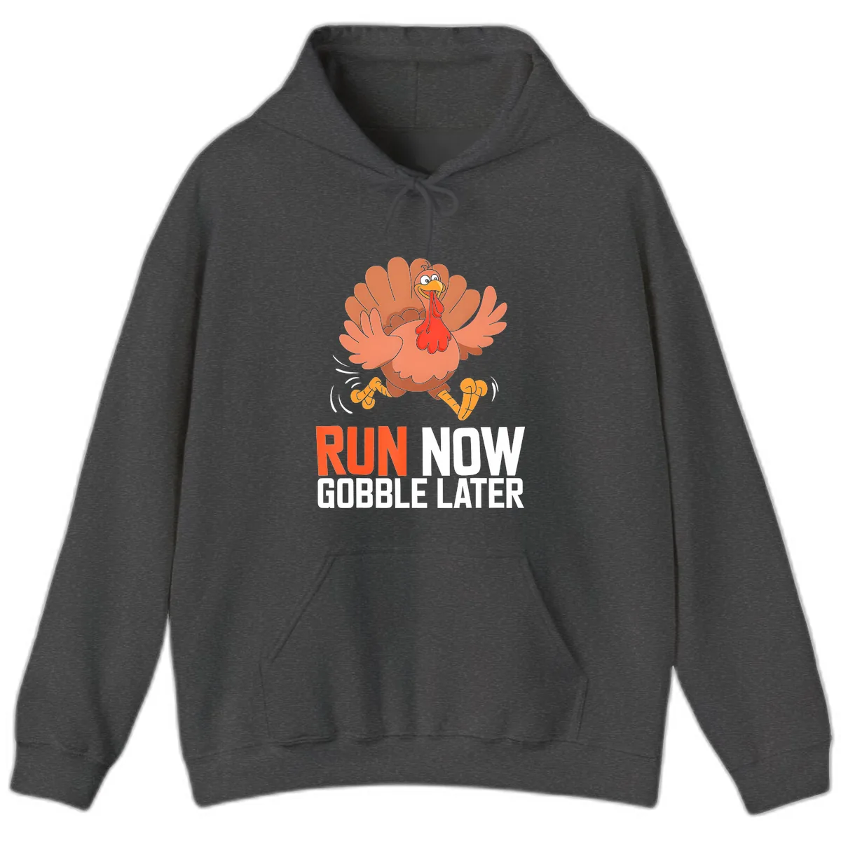 Run Now Gobble Later Turkey Trot Hoodie in Dark Heather
